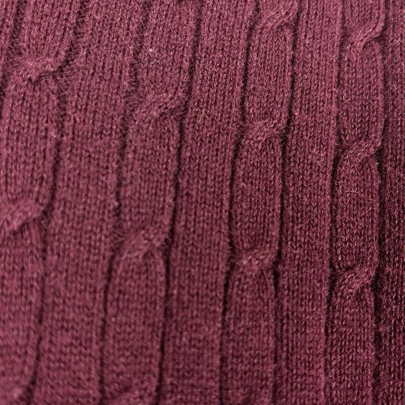 Talbots Petite Sweater Womens Medium Burgundy Cable Knit V Neck - Picture 5 of 11